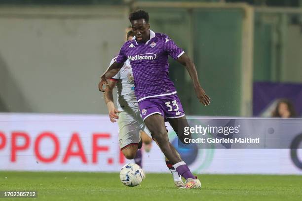 Michael Kayode of ACF Fiorentina in action during the Serie A TIM match between ACF Fiorentina and Cagliari Calcio at Stadio Artemio Franchi on...