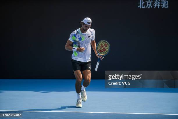 Lloyd Harris of South Africa reacts in the Men's Singles 1st Round Qualifying match against Daniel Altmaier of Germany on day one of 2023 China Open...