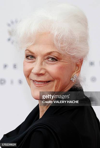 Canadian actress Linda Thorson poses during the opening ceremony of the 53rd Monte-Carlo Television Festival on June 9, 2013 in Monaco. The...