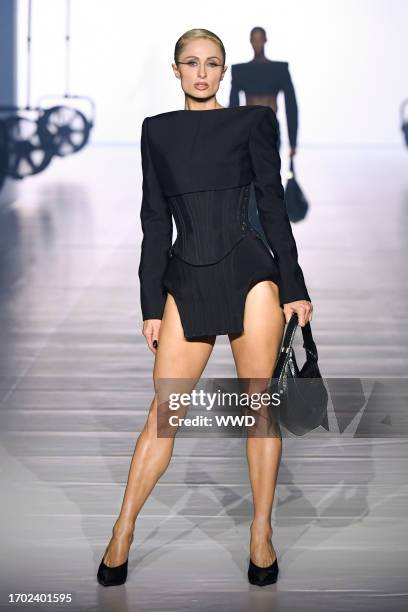 Paris Hilton on the runway at Mugler Ready To Wear Spring 2024 on October 2, 2023 in Paris, France.