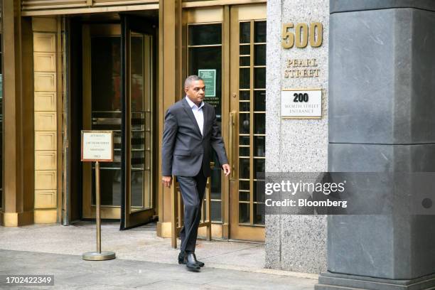 Jose Uribe, charged with conspiracy to commit bribery and conspiracy to commit honest services fraud, arrives at federal court in New York, US, on...