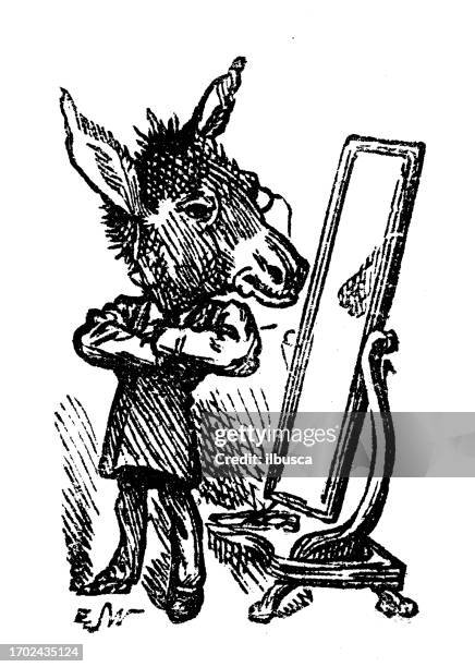 british satire caricature comic cartoon illustration - standing mirror stock illustrations