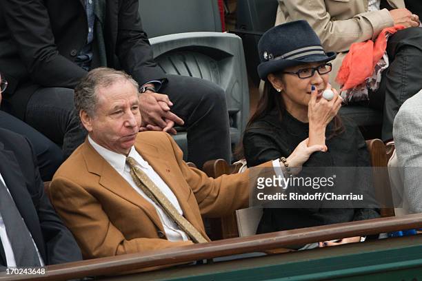 Jean Todt and Michelle Yeho sighting at the french open 2013 at Roland Garros on June 9, 2013 in Paris, France.
