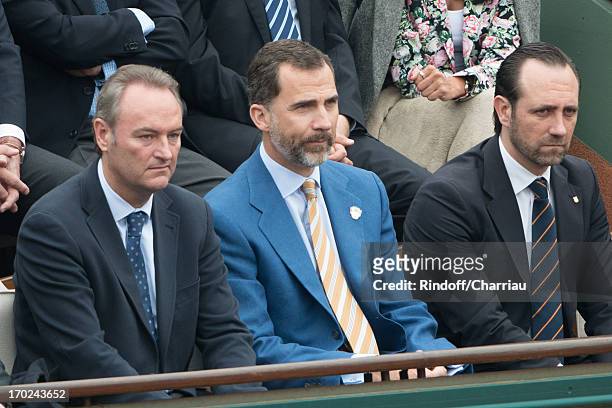 Prince Felipe of Spain sighting at the french open 2013 at Roland Garros on June 9, 2013 in Paris, France.