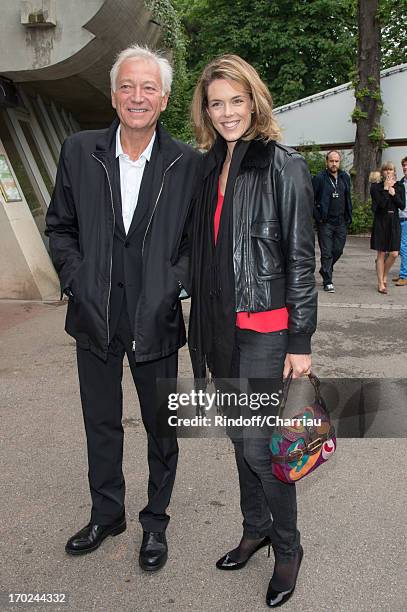 Laurent Boyer and Julie Andrieu sighting at the french open 2013 at Roland Garros on June 9, 2013 in Paris, France.