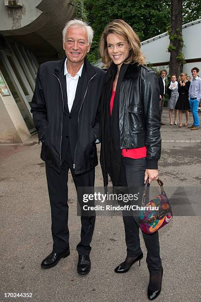 Laurent Boyer and Julie Andrieu sighting at the french open 2013 at Roland Garros on June 9, 2013 in Paris, France.