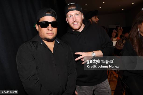 Chicano and DJ Drewski attend a celebration of Busta Rhymes music career on September 25, 2023 in New York City.