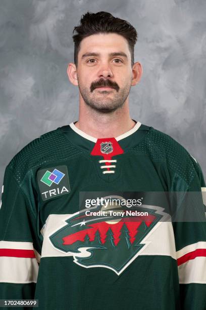 Jake Middleton of the Minnesota Wild poses for his official headshot for the 2023-2024 season on September 20, 2022 at the Tria Practice Rink in St....