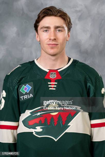 Connor Dewar of the Minnesota Wild poses for his official headshot for the 2023-2024 season on September 20, 2022 at the Tria Practice Rink in St....