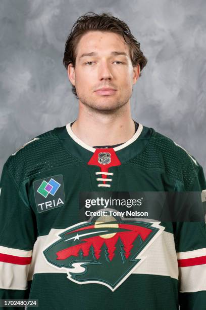 Brandon Duhaime of the Minnesota Wild poses for his official headshot for the 2023-2024 season on September 20, 2022 at the Tria Practice Rink in St....