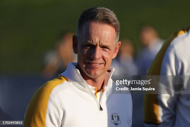 Luke Donald, Captain of Team Europe looks on during the European Team Portraits at the 2023 Ryder Cup at Marco Simone Golf Club on September 26, 2023...