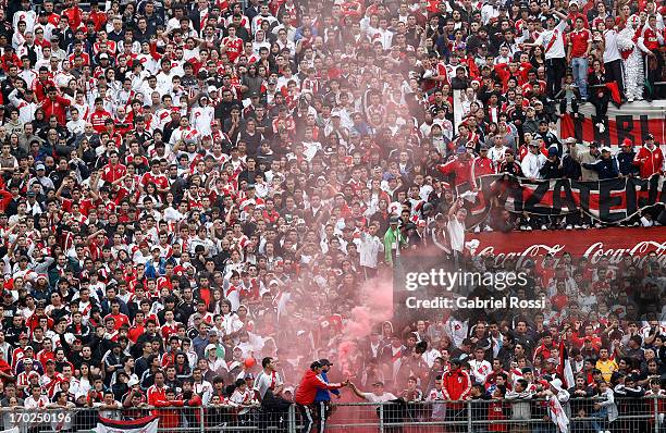 Supporters of River Plate during a match between River Plate and Independiente as part of the Torneo Final 2013 at the Monumental Vespusio Liberti...