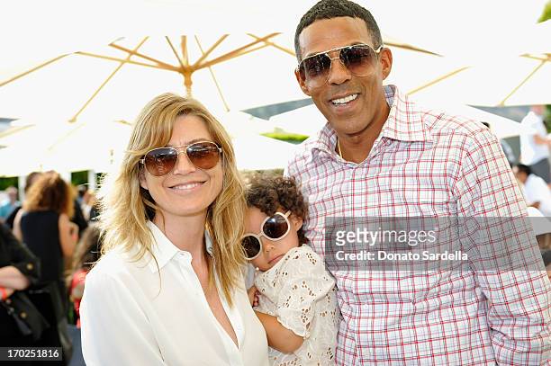 Actress Ellen Pompeo and Chris Ivery with daughter Stella Ivery attend the 1st Annual Children Mending Hearts Style Sunday on June 9, 2013 in Beverly...