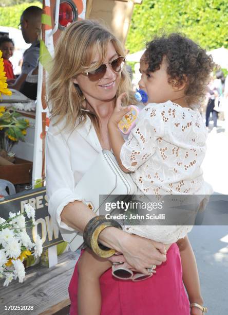 Actress Ellen Pompeo and Stella Luna Pompeo Ivery attend the 1st Annual Children Mending Hearts Style Sunday on June 9, 2013 in Beverly Hills,...