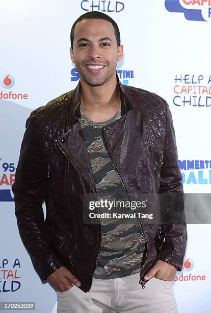 Marvin Humes poses in the Media Room at the Capital Summertime Ball at Wembley Arena on June 9, 2013 in London, England.