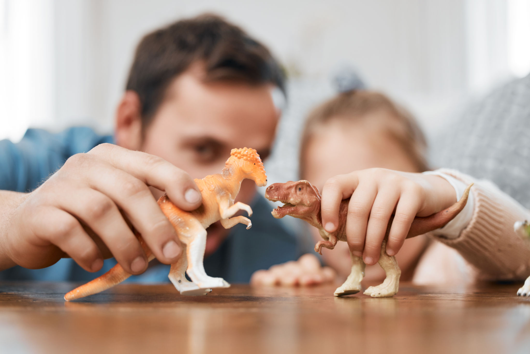 family enjoying dinosaurs