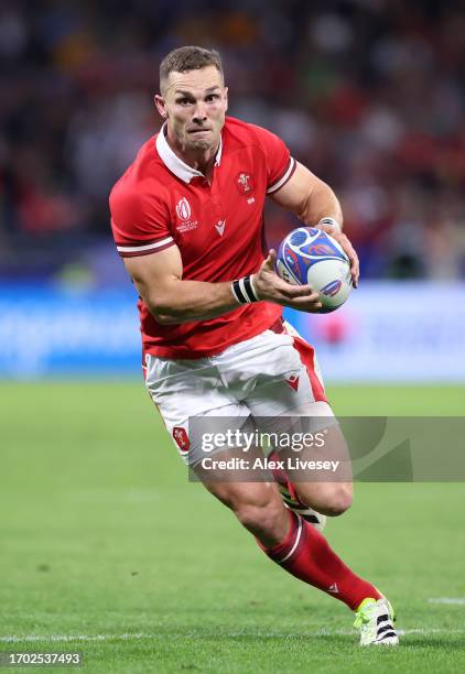George North of Wales runs with the ball during the Rugby World Cup France 2023 match between Wales and Australia at Parc Olympique on September 24,...
