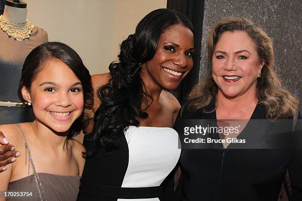 Zoe Madeline Donovan, actress Audra McDonald and Kathleen Turner attend The 67th Annual Tony Awards at Radio City Music Hall on June 9, 2013 in New...