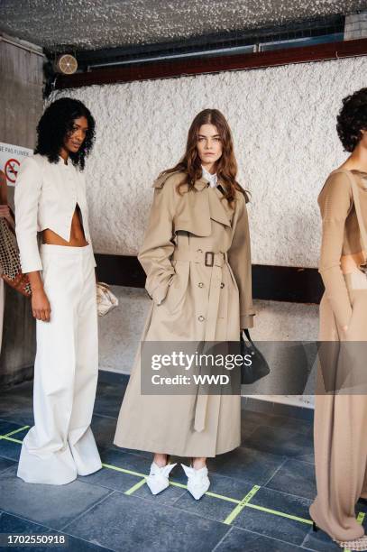 Backstage at Stella McCartney Ready To Wear Spring 2024 held at Marché Saxe-Breteuil on October 2, 2023 in Paris, France.