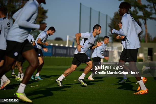 Henrikh Mkhitaryan of FC Internazionale in action during the FC Internazionale training session at the club's training ground Suning Training Center...