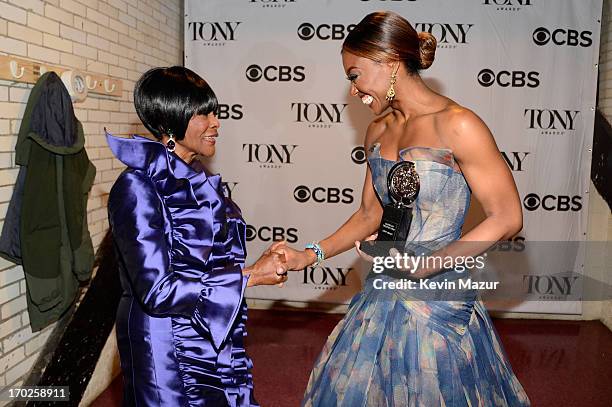 Cicely Tyson, winner of the award for Best Performance by a Leading Actress in a Play for 'The Trip to Bountiful', and Patina Miller, winner of the...