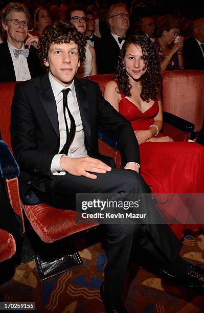 Jesse Eisenberg and Hallie Eisenberg attend The 67th Annual Tony Awards backstage at Radio City Music Hall on June 9, 2013 in New York City.