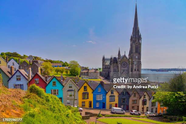st. colman's cathedral and the "deck of cards", cobh, county cork, ireland - county cork stockfoto's en -beelden