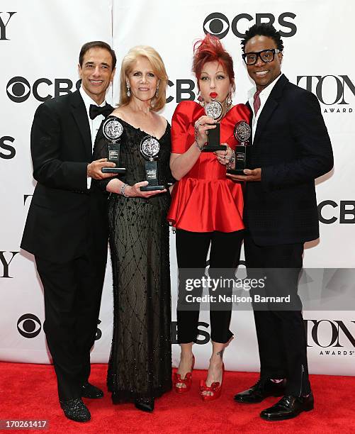 Tony winners' producer Hal Luftig, producer Daryl Roth, composer Cyndi Lauper and actor Billy Porter from the best new musical 'Kinky Boots' attend...