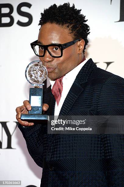 Billy Porter, winner of the Tony Award for Best Performance by an Actor in a Leading Role in a Musical for 'Kinky Boots,' poses in the press room at...