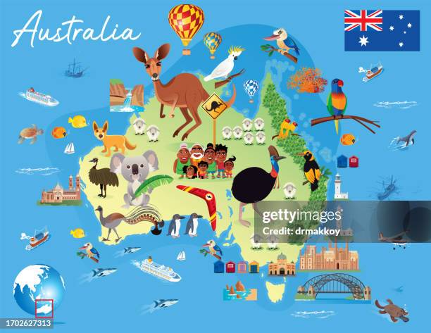 ilustraciones, imágenes clip art, dibujos animados e iconos de stock de dibujo mapa de australia - cultura australiana