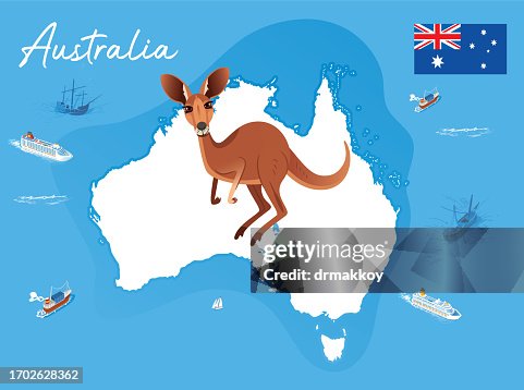 Australia Map and Kangaroo Australia Map and Kangaroo
