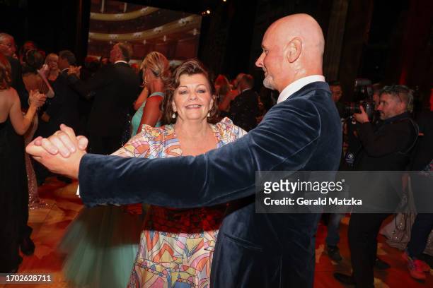 Inger Nilsson and Helge Björn Meyer attend the 28th Leipzig Opera Ball at Oper Leipzig on October 2, 2023 in Leipzig, Germany.
