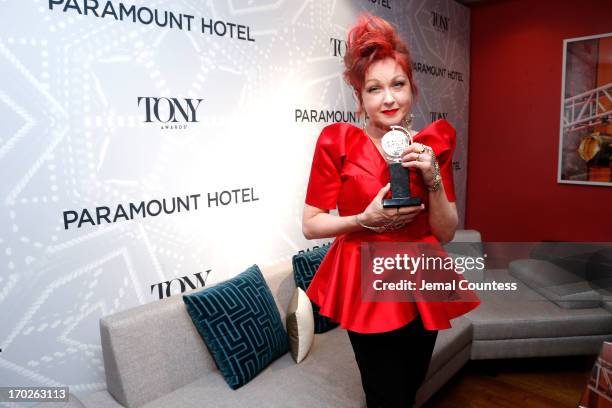 Musician Cyndi Lauper, winner of the Tony Award for Best Original Score for 'Kinky Boots,' attends The 67th Annual Tony Awards Paramount Hotel...