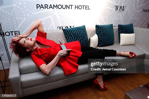 Musician Cyndi Lauper, winner of the Tony Award for Best Original Score for 'Kinky Boots,' attends The 67th Annual Tony Awards Paramount Hotel...