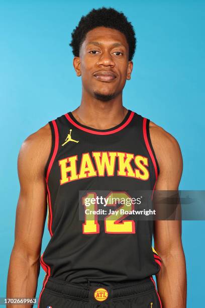 De'Andre Hunter of the Atlanta Hawks poses for a head shot during 2023-24 NBA Media Day on October 2, 2023 at PC&E Studios in Atlanta, Georgia. NOTE...