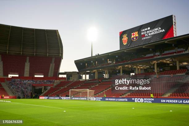 General view inside the stadium prior to the LaLiga EA Sports match between RCD Mallorca and FC Barcelona at Estadi de Son Moix on September 26, 2023...