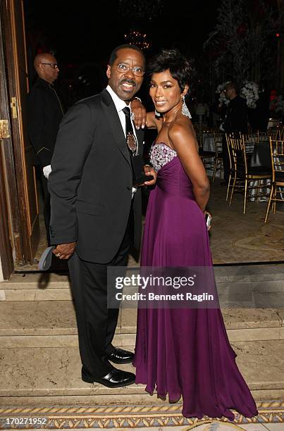 Tony Award winner for best performance by an Actor in a Featured Role in a play Courtney B. Vance and wife Angela Bassett attend the 2013 Tony Awards...