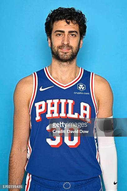 Furkan Korkmaz of the Philadelphia 76ers poses for a head shot during NBA Media Day on Octoberr 02, 2023 at the Philadelphia 76ers Training Complex...