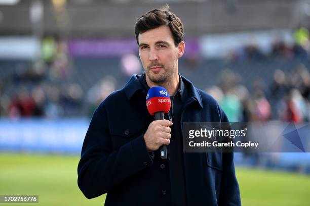 Sky Sports commentator and former England bowler Steven Finn during the 3rd Metro Bank One Day International at Seat Unique Stadium on September 26,...
