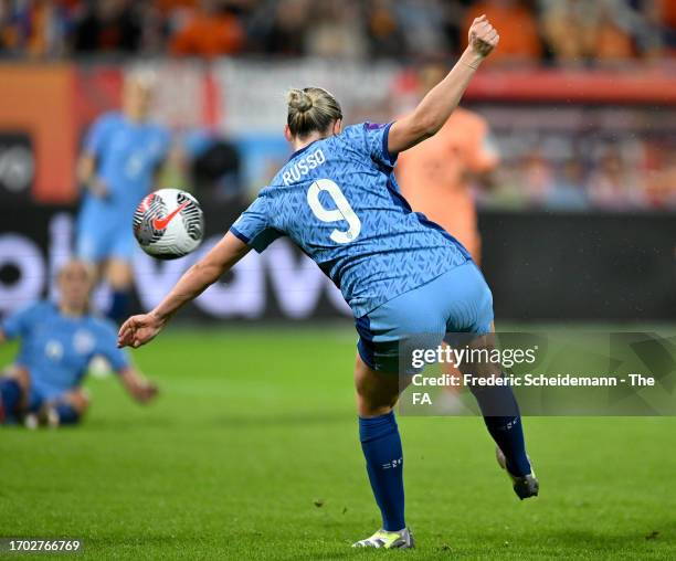 Alessia Russo of England scores the team's first goal during the UEFA Women's Nations League Group A match between Netherlands and England at Stadion...