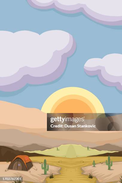 camping in desert far far away - sonoran desert stock illustrations