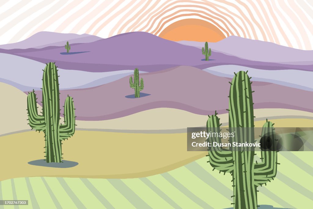 Sunset in the desert far far away