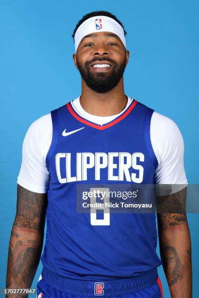 Marcus Morris Sr. #8 of the LA Clippers poses for a head shot during 2023-24 NBA Media Day on October 2, 2023 at the Honey Training Center in Playa...