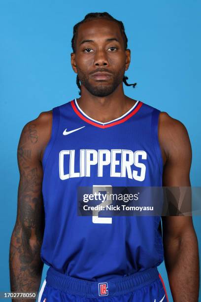 Kawhi Leonard of the LA Clippers poses for a head shot during 2023-24 NBA Media Day on October 2, 2023 at the Honey Training Center in Playa Vista,...