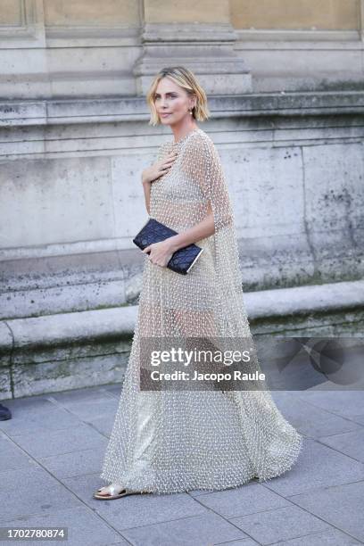 Charlize Theron is seen during the Womenswear Spring/Summer 2024 as part of Paris Fashion Week on September 26, 2023 in Paris, France.