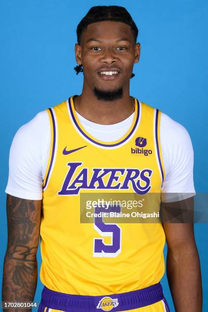 Cam Reddish of the Los Angeles Lakers poses for a headshot during NBA Media day at UCLA Health Training Center on October 02, 2023 in El Segundo,...