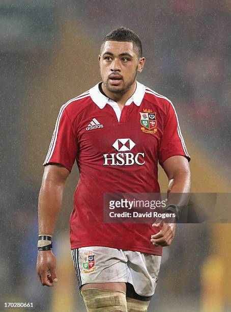 Toby Faletau of the Lions looks on during the match between the Queensland Reds and the British & Irish Lions at Suncorp Stadium on June 8, 2013 in...