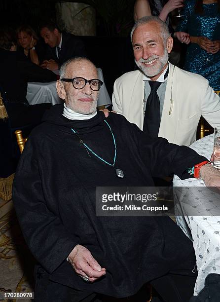 Playwright Larry Kramer and David Webster pose for a picture on June 9, 2013 in New York City.