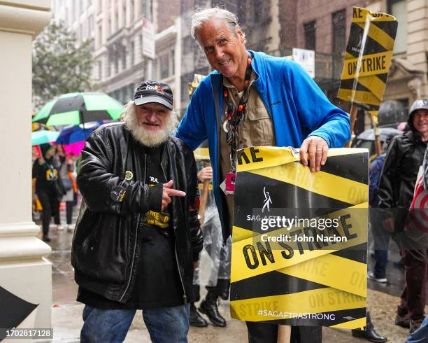 Radioman and Tom Johnson join SAG-AFTRA and WGA members on strike on September 26, 2023 in New York City. The WGA has reached a tentative deal with...