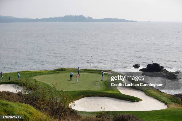 General view of the 7th green during the first round of the PURE Insurance Championship at Pebble Beach Golf Links on September 22, 2023 in Pebble...